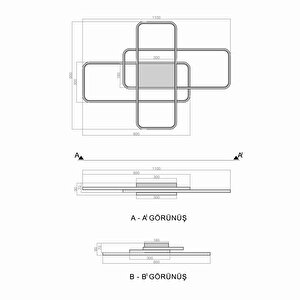 Oblong Plafonyer Led Avize 100x80 Cm 119 Watt