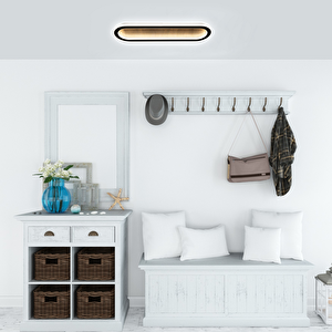 Plafonia Oval Led Plafonyer Led Avize Ahşap 60*16 Cm  58 Watt
