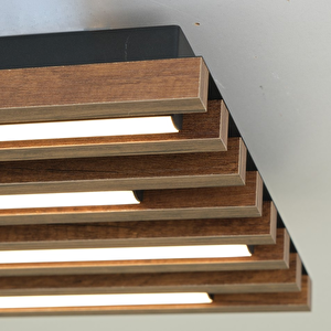 Led Avize Plafonyer Ahşap Rod 40*40cm 22 Watt