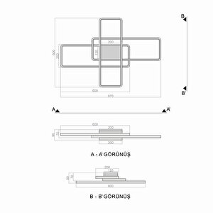 Oblong Plafonyer Led Avize 87*60 Cm 86 Watt