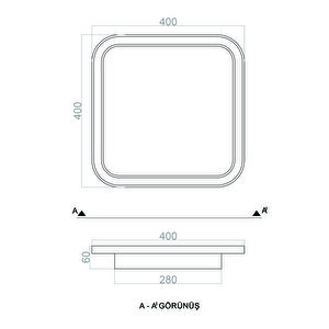 Plafonia Kare Led Plafonyer Avize 40x40 58 Watt