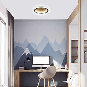 Led Avize Plafonyer Ahşaplı 30 Cm 36 Watt