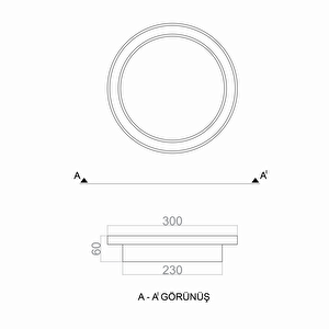 Led Avize Plafonyer Ahşaplı 30 Cm 36 Watt