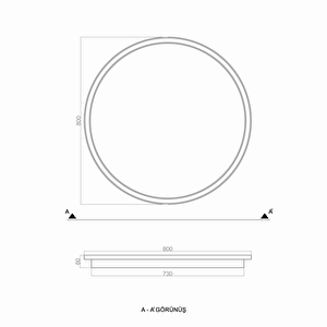 Plafonia Tavan Plafonyer Led Avize 80 Cm 90 Watt