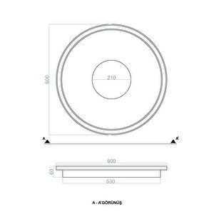 Plafonia Orta Işıklı Tavan Plafonyer Led Avize 60 Cm 95 Watt