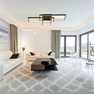 Oblong Keskin Köşe Plafonyer Led Avize 110*80cm 119 Watt