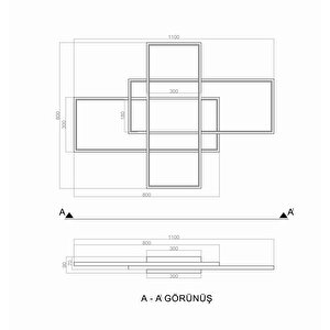 Oblong Keskin Köşe Plafonyer Led Avize 100*80cm 119 Watt