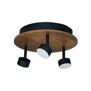 Led Avize Plafonyer Ahşaplı Ø30cm 9 Watt