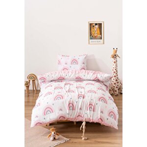 Pastel Gökkuşağı Çift Taraflı Çocuk Nevresim Takımı Pamuklu