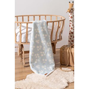 Fluffy Bebek Battaniyesi 70x100 Cm Yeşil Papatya Desen
