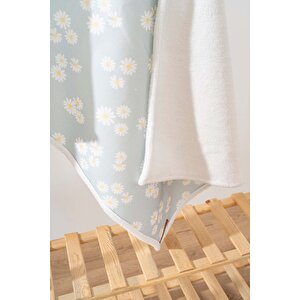 Fluffy Bebek Battaniyesi 70x100 Cm Yeşil Papatya Desen