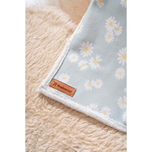 Fluffy Bebek Battaniyesi 70x100 Cm Yeşil Papatya Desen
