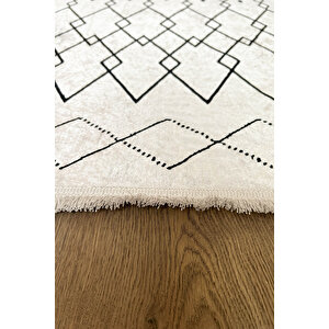 Beyaz İskandinav Yıkanabilir Kaymaz Bambu Halı Pamuk Kilim Salon Halısı Ve Yolluk, 120 X 160 120x160 cm