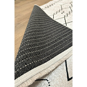 Beyaz İskandinav Yıkanabilir Kaymaz Bambu Halı Pamuk Kilim Salon Halısı Ve Yolluk, 120 X 160