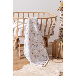 Fluffy Bebek Battaniyesi 70x100 Cm Gri Hayvanlı Desen