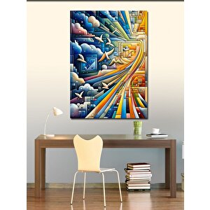 Kanvas Tablo Soyut Manzara Ve Martılar 70x100 cm
