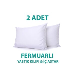 Pamuklu Fermuarlı Iç Yastık Kılıfı Beyaz Renkli Iç Astar Yastık Iç Kılıfı 50 X 70 Şilte 2 Adet 2 Adet