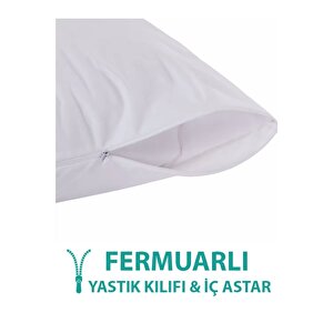 Pamuklu Fermuarlı Iç Yastık Kılıfı Beyaz Renkli Iç Astar Yastık Iç Kılıfı 50 X 70 Şilte 2 Adet 2 Adet