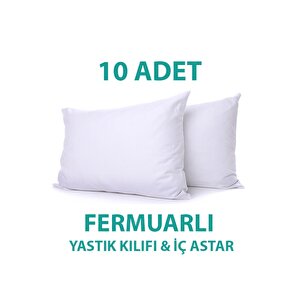 Pamuklu Fermuarlı İç Yastık Kilıfı Beyaz Renkli İç Astar Yastık İç Kılıfı 50x 70 Şilte 10 Adet 10 Adet