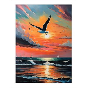 Martılar Modern Ahşap Tablo 35cm X50cm 35x50 cm