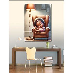 Kanvas Tablo Koltukta Uyuyan Sevimi Kız 70x100 cm