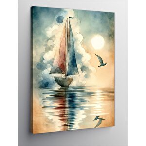 Kanvas Tablo Yelkenli Ve Martılar 100x140 cm