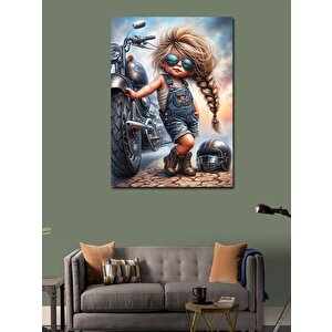 Kanvas Tablo Motorcu Kız 100x140 cm
