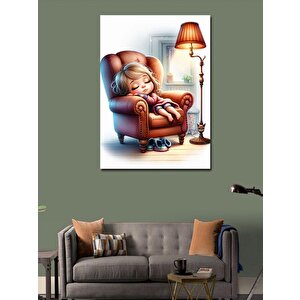Kanvas Tablo Koltukta Uyuyan Sevimi Kız 100x140 cm