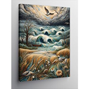 Kanvas Tablo Dalgalar Ve Martılar 50x70 cm