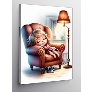 Kanvas Tablo Koltukta Uyuyan Sevimi Kız 50x70 cm