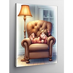 Kanvas Tablo Koltukta Uyuyan Sevimi Kız 70x100 cm