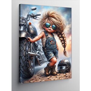 Kanvas Tablo Motorcu Kız 50x70 cm