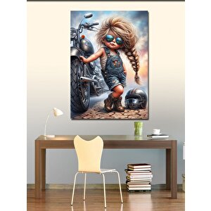 Kanvas Tablo Motorcu Kız 50x70 cm