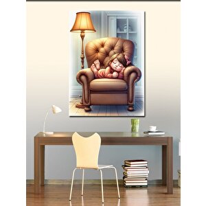Kanvas Tablo Koltukta Uyuyan Sevimi Kız 50x70 cm