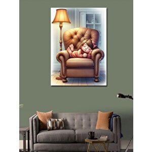 Kanvas Tablo Koltukta Uyuyan Sevimi Kız 50x70 cm