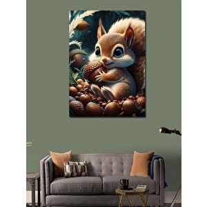 Kanvas Tablo Sevimli Sincap Ve Palamut 100x140 cm