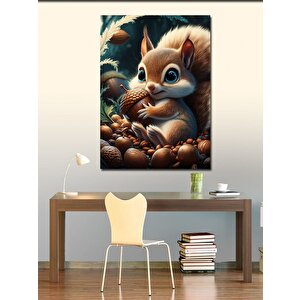 Kanvas Tablo Sevimli Sincap Ve Palamut 70x100 cm