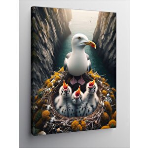 Kanvas Tablo Martı Ve Yavruları 100x140 cm