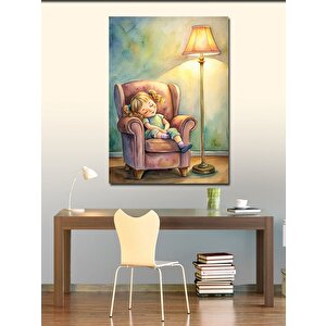 Kanvas Tablo Koltukta Uyuyan Sevimi Kız 70x100 cm