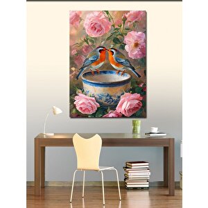 Kanvas Tablo Serçeler Ve Fincan 70x100 cm