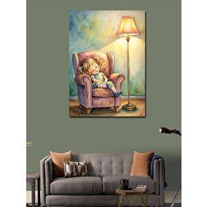 Kanvas Tablo Koltukta Uyuyan Sevimi Kız 100x140 cm