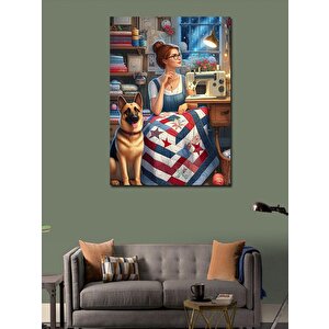 Kanvas Tablo Terzi Ve Sevimli Köpeği 100x140 cm