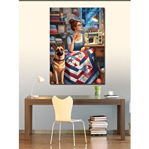 Kanvas Tablo Terzi Ve Sevimli Köpeği 70x100 cm