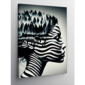 Kanvas Tablo Zebralar Ve Kadın 70x100 cm