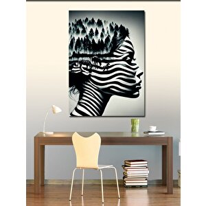 Kanvas Tablo Zebralar Ve Kadın 70x100 cm