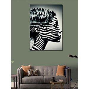 Kanvas Tablo Zebralar Ve Kadın 70x100 cm