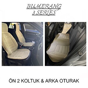 Oto Koltuk Minderi Ön Arka Oturak 3'lü Set Bumerang Serisi Bej Bej