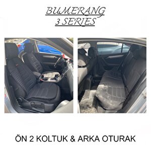 Oto Koltuk Minderi Ön Arka Oturak 3'lü Set Bumerang Serisi Si̇yah Siyah