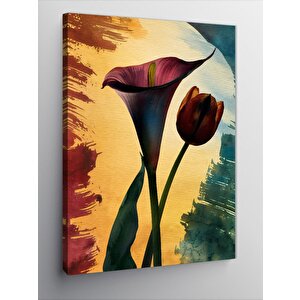 Kanvas Tablo Kırmızı Zambak Ve Gül 50x70 cm