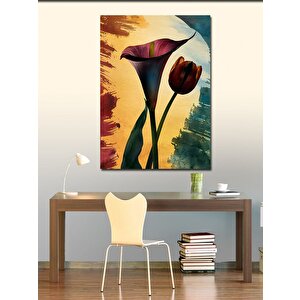Kanvas Tablo Kırmızı Zambak Ve Gül 50x70 cm
